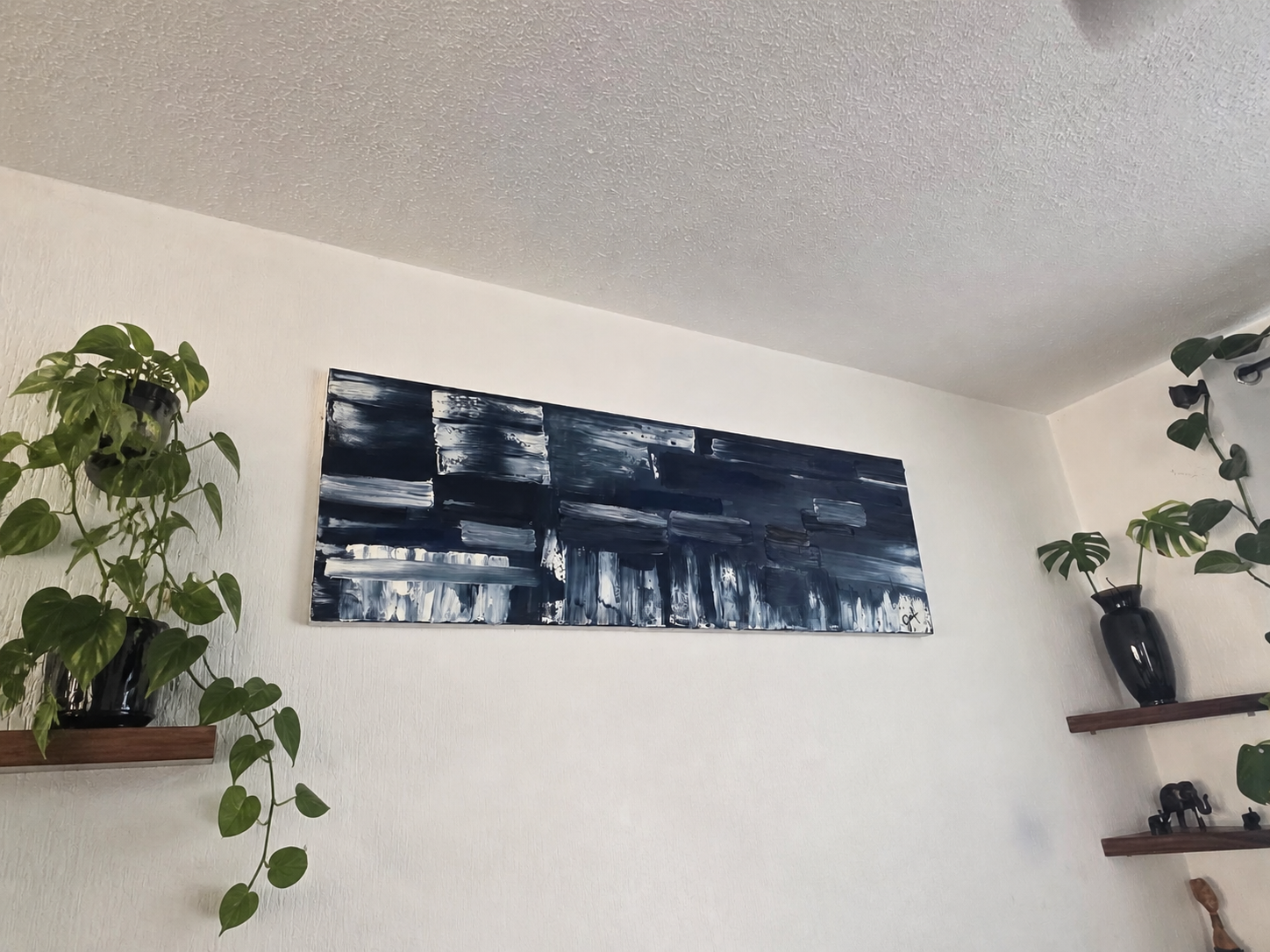 Black and white abstract painting by Gail Norman Casas